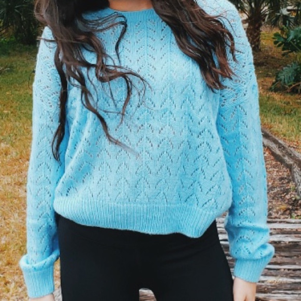 Adorable blue sweater!